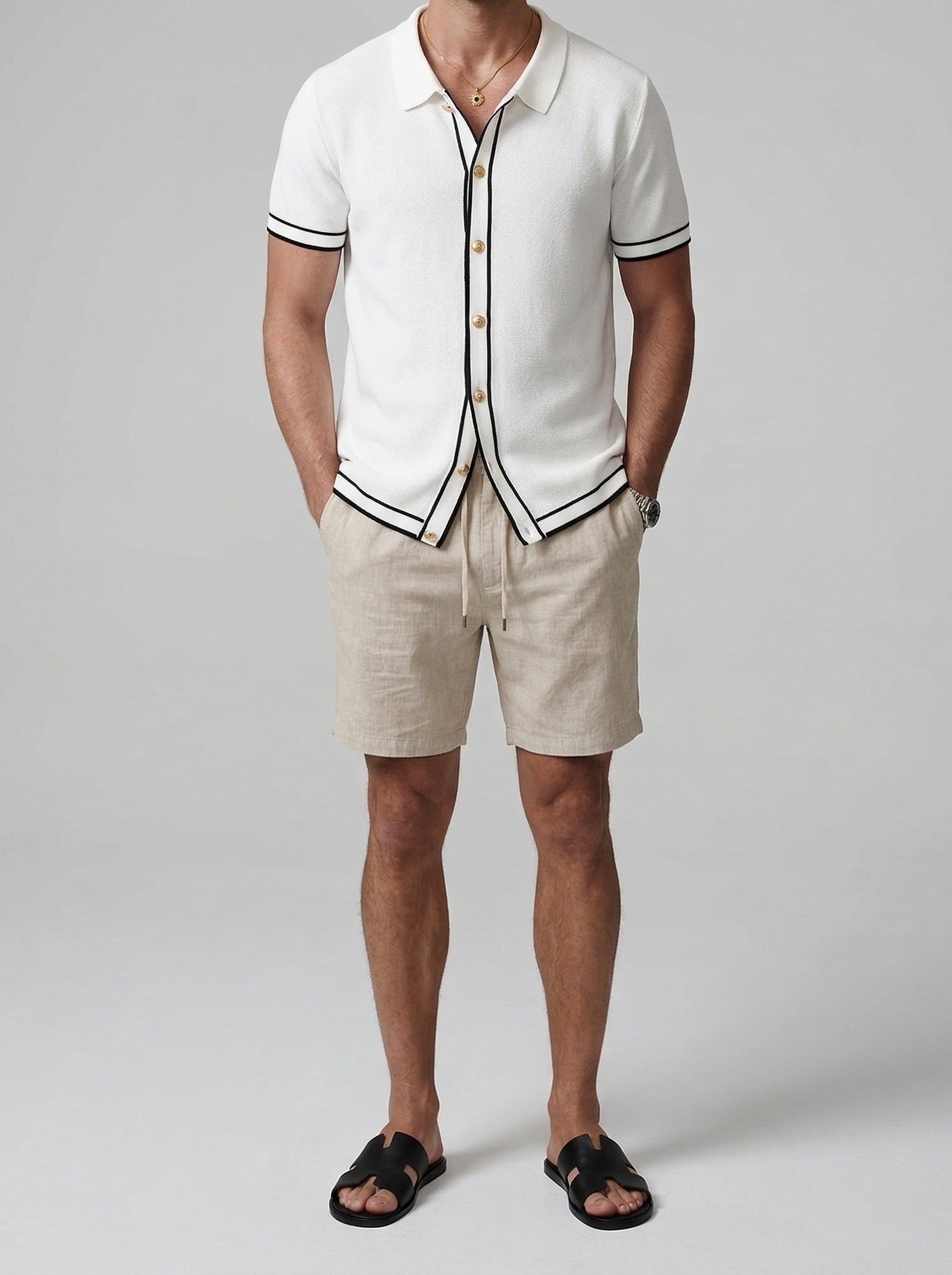 Men's Tipped Short Sleeve Knit Summer Polo Shirt