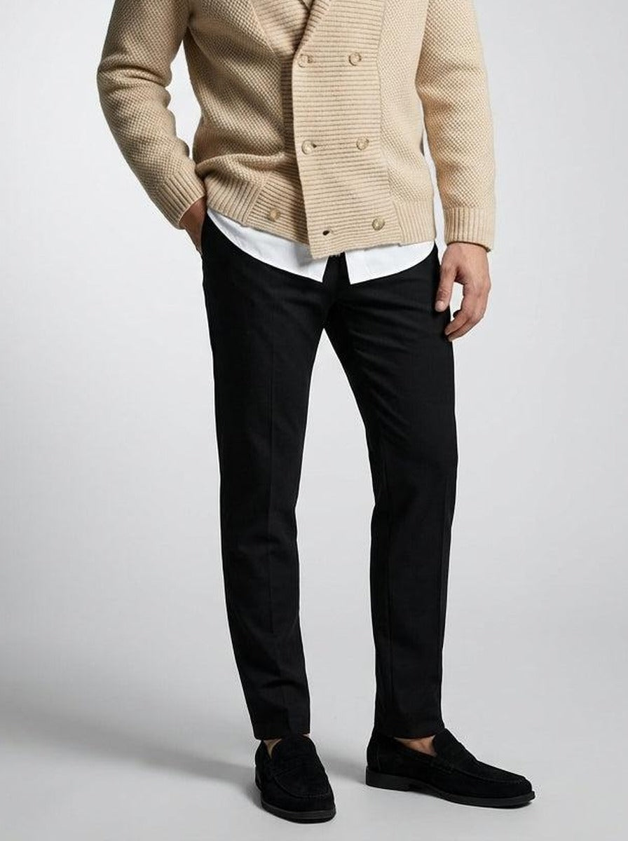Men's Waffle Knit Double Breasted Shawl Collar Cardigan