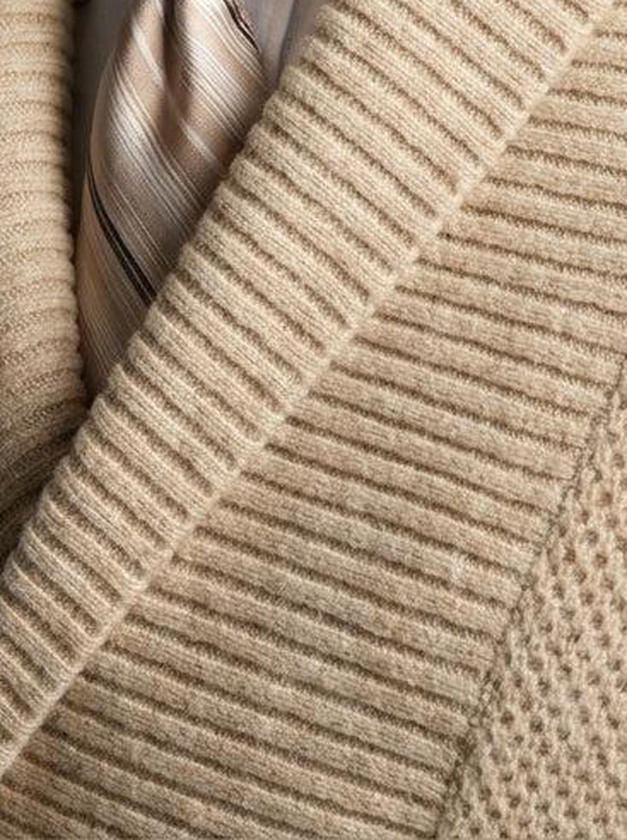 Men's Waffle Knit Double Breasted Shawl Collar Cardigan