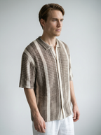 Men's Waffle Knit Oversized Camp Collar Shirt