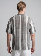 Men's Waffle Knit Oversized Camp Collar Shirt