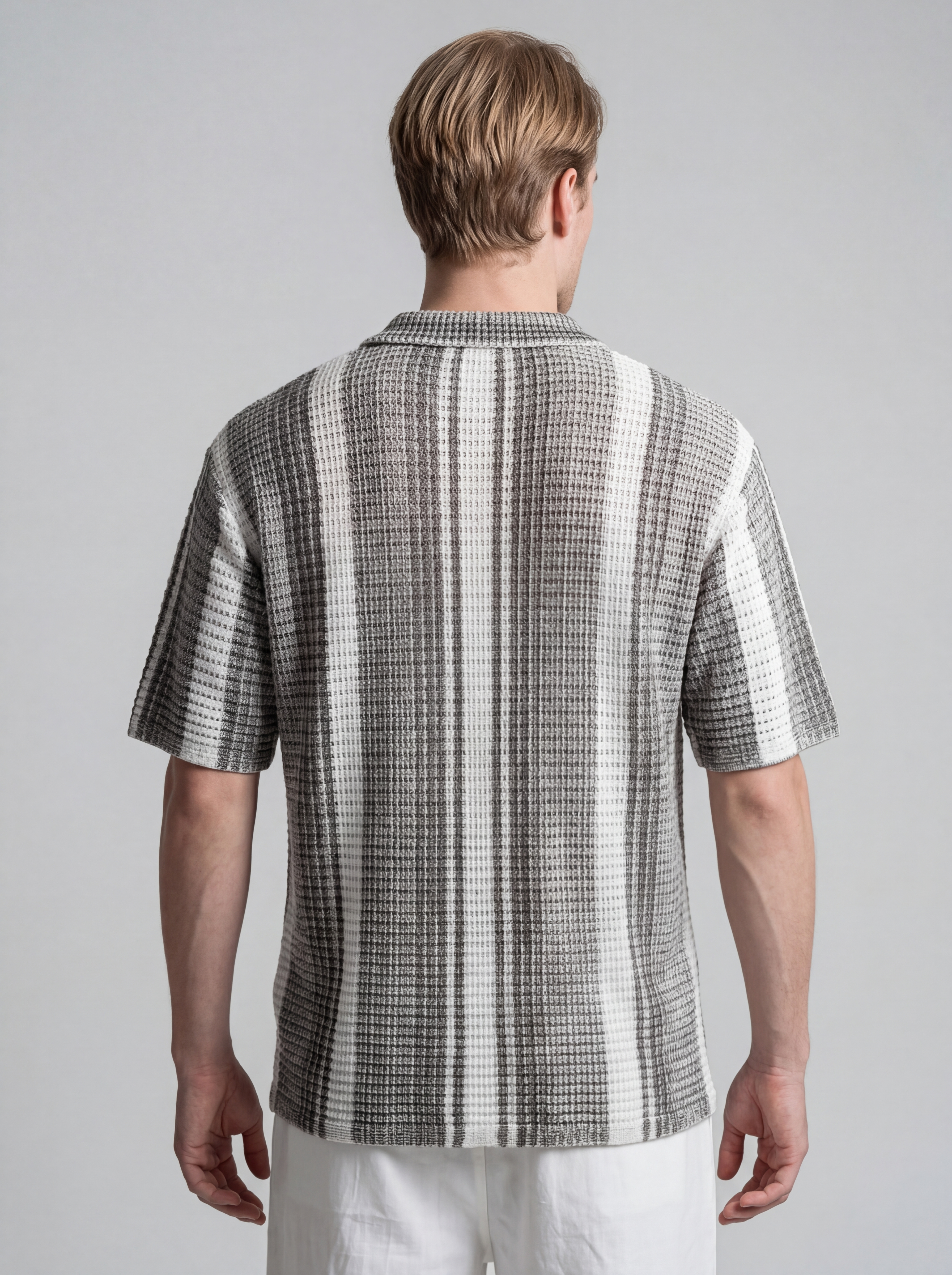Men's Waffle Knit Oversized Camp Collar Shirt