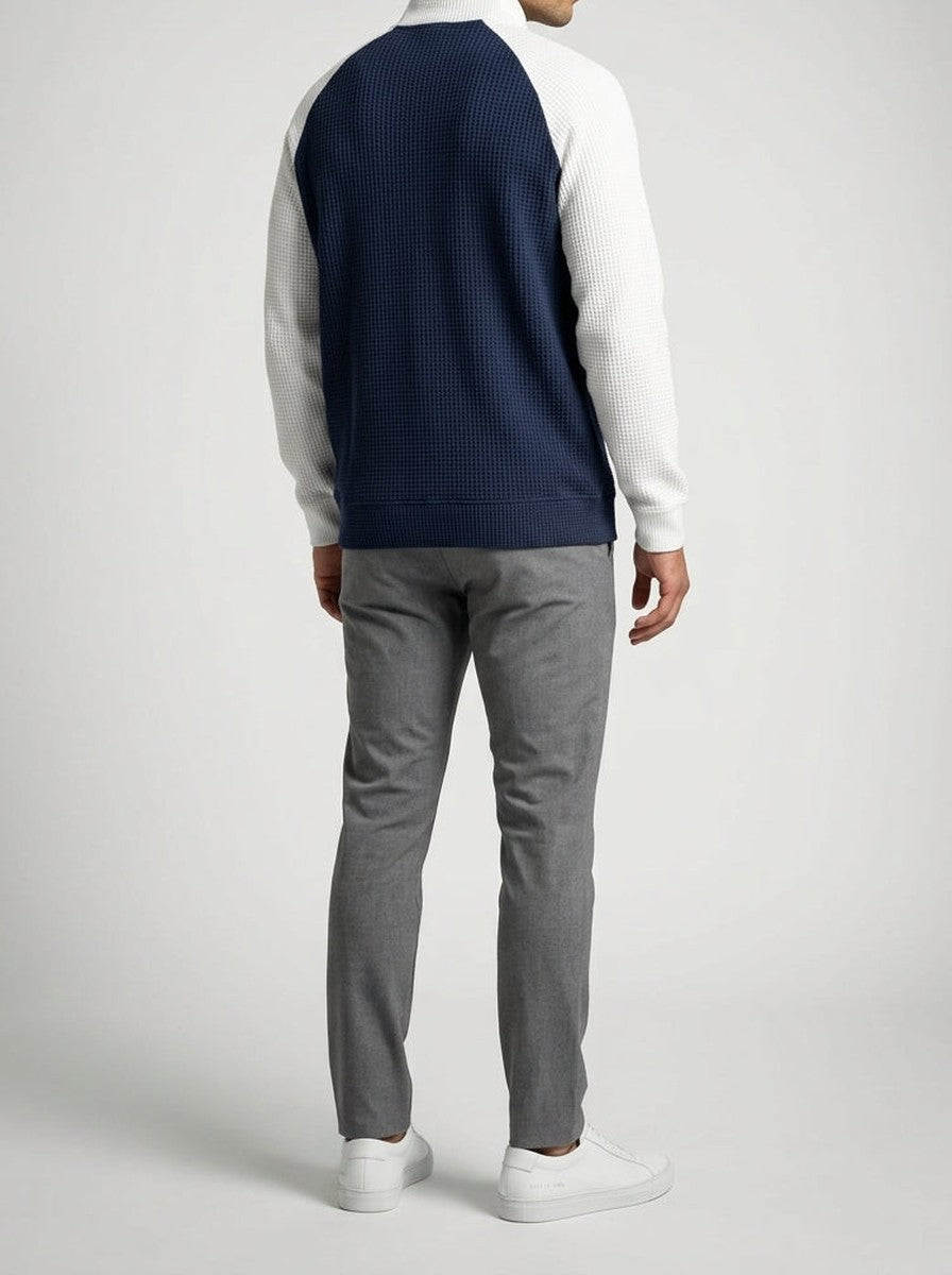 Men's Waffle Knit Quarter Zip Jumper
