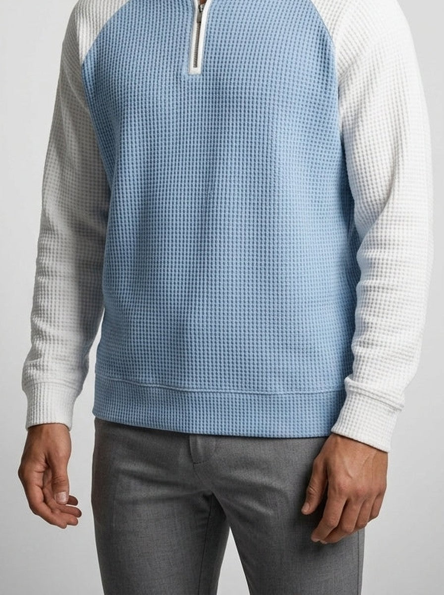 Men's Waffle Knit Quarter Zip Jumper