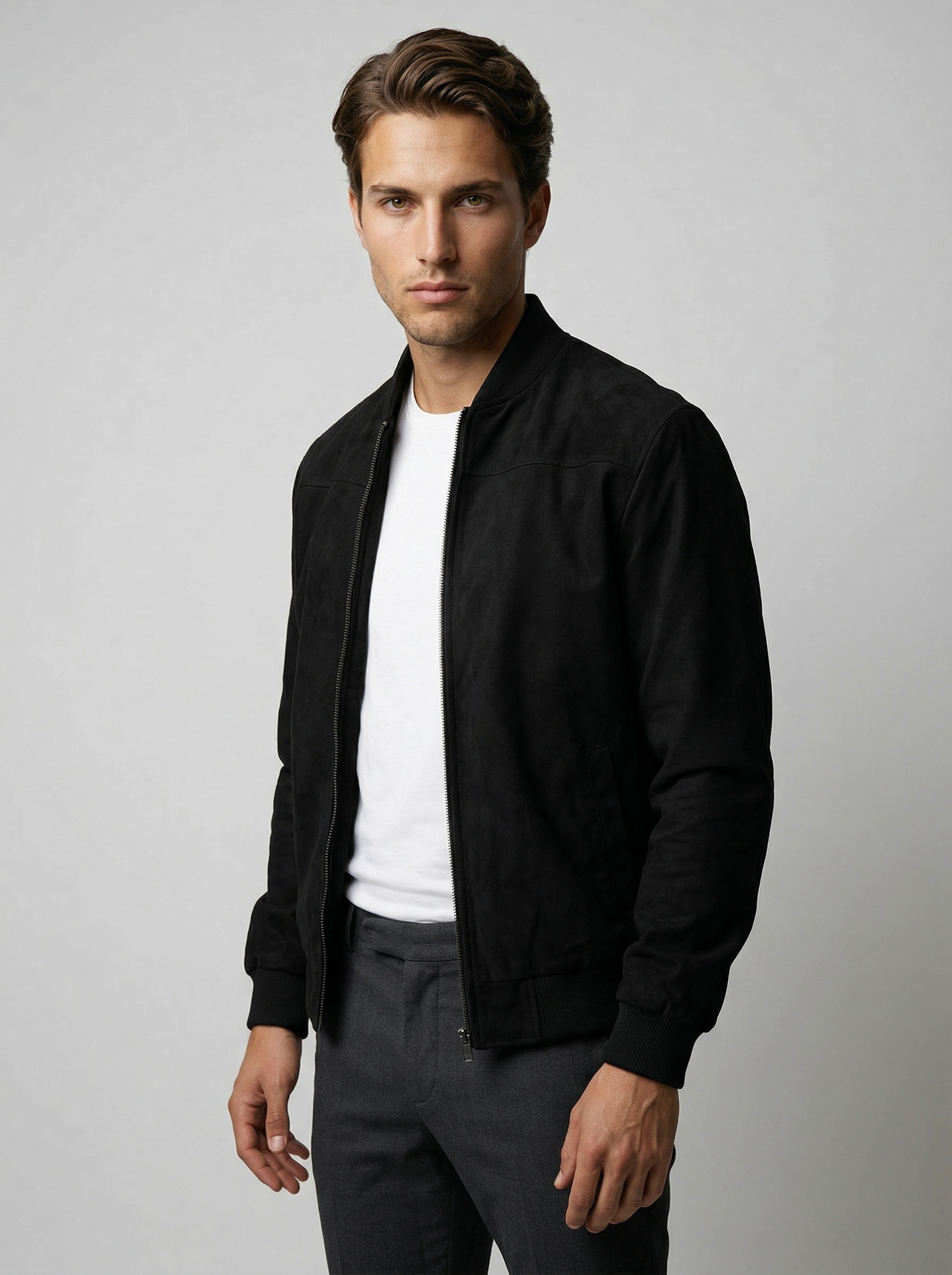 Men's Zip Front Stand Collar Flight Jacket