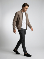 Men's Zip Front Stand Collar Flight Jacket