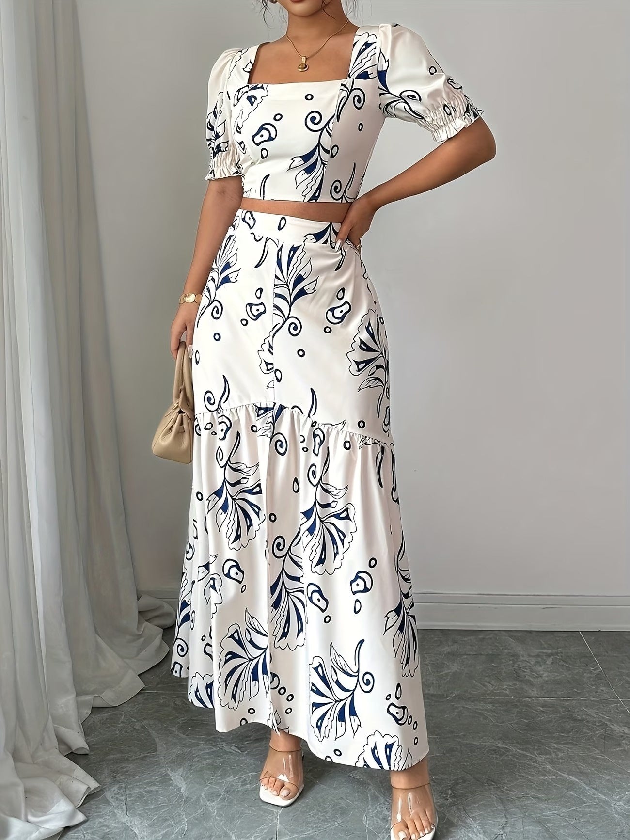 Women’s Botanical Print Two-Piece Set