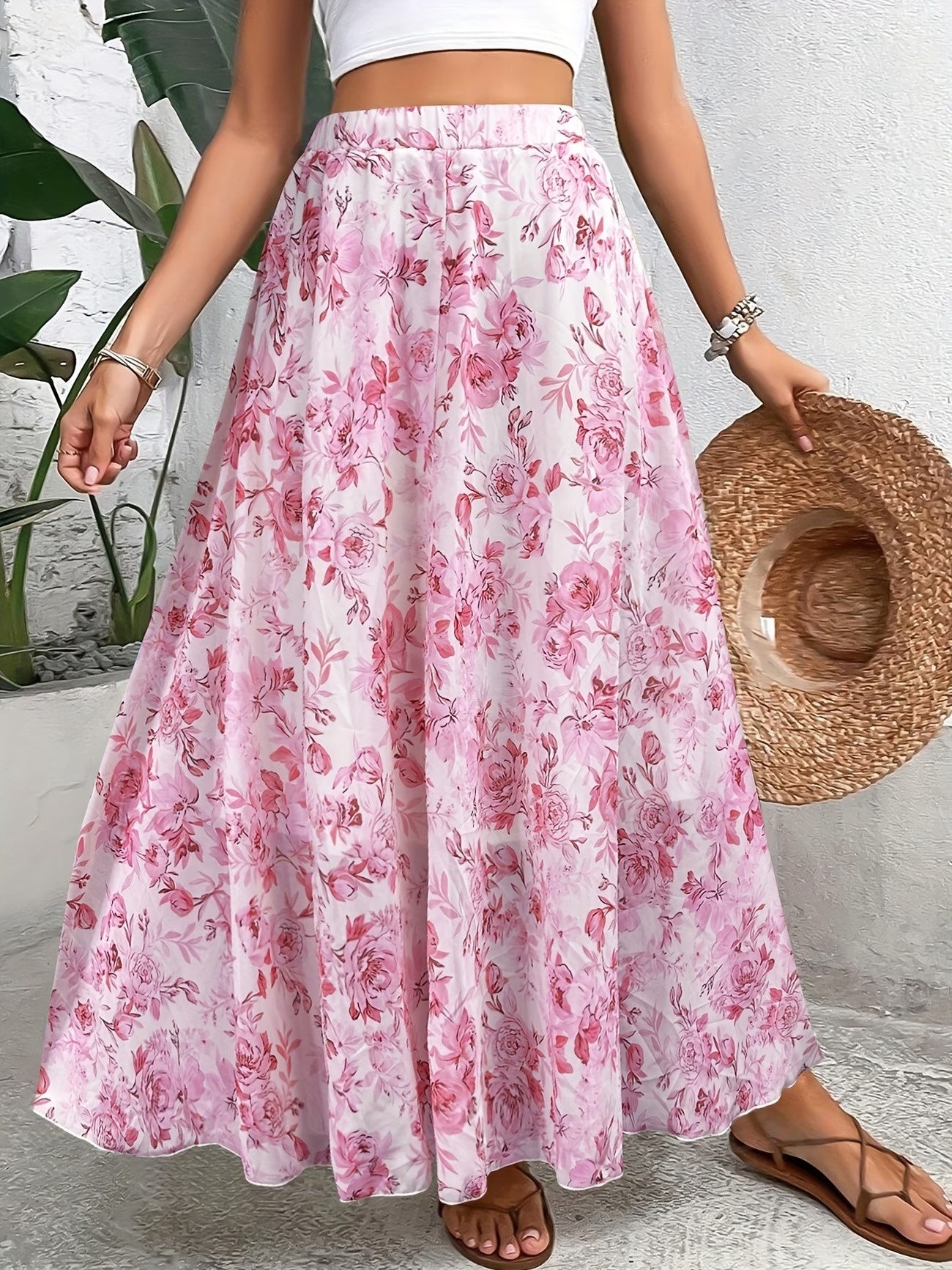 Women’s Floral Pleated Maxi Skirt