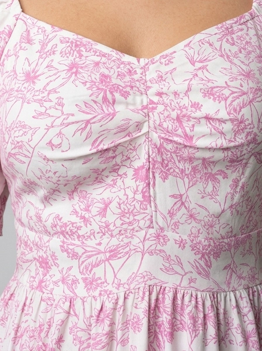 Women's Floral Sweetheart Neck Flutter Sleeve Tiered Summer Maxi Dress