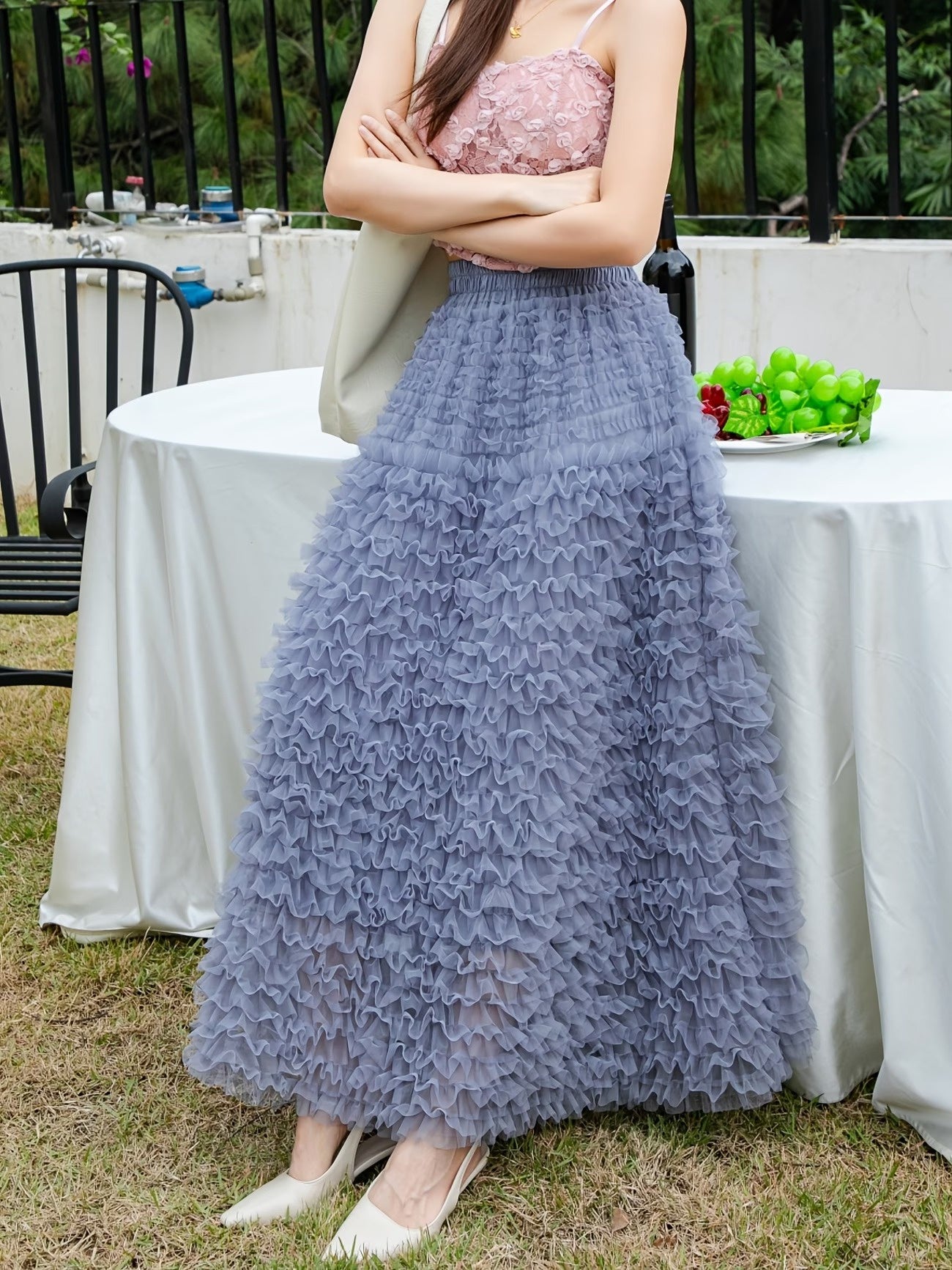 Women’s High-Waisted Ruffle Maxi Skirt