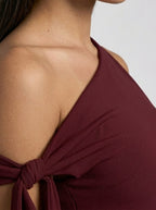 Women's One-Shoulder Draped Asymmetric Occasion Maxi Dress