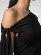 Women's One-Shoulder Draped Asymmetric Occasion Maxi Dress