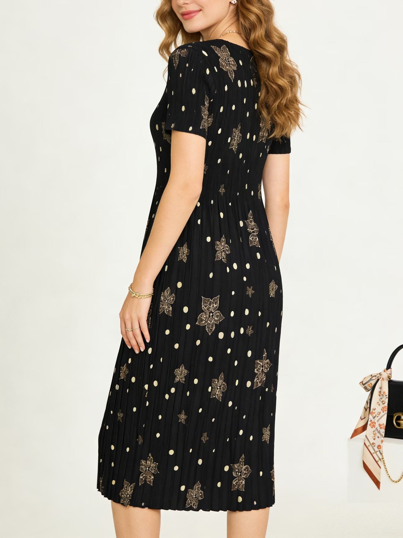 Women’s Short Sleeve Midi Dress with Print