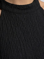 Women's Textured Halter Neck Sleeveless Summer Maxi Dress