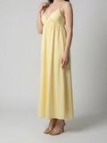 Women's A-Line Maxi Dress with Spaghetti Straps and V-Neck