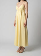 Women's A-Line Maxi Dress with Spaghetti Straps and V-Neck