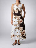 Women's Boho Floral Print Sleeveless Maxi Dress with Round Neck