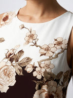Women's Boho Floral Print Sleeveless Maxi Dress with Round Neck