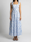 Women's Boho Floral Print Square Neck Tiered Maxi Dress
