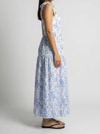 Women's Boho Floral Print Square Neck Tiered Maxi Dress
