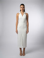 Women's Collared Halter Neck Midi Dress