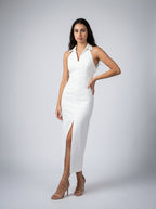 Women's Collared Halter Neck Midi Dress