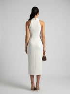 Women's Collared Halter Neck Midi Dress