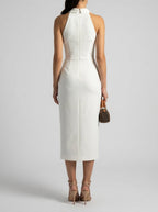 Women's Collared Halter Neck Occasion Midi Dress