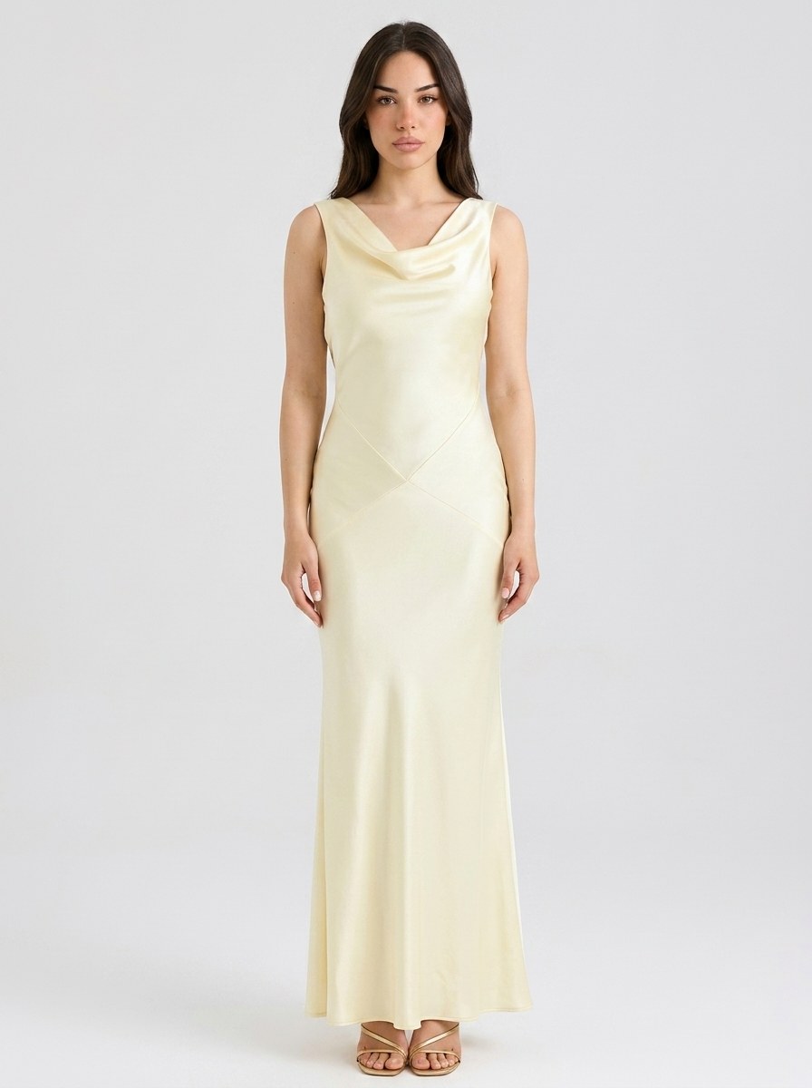Women's Cowl Neck Sleeveless Maxi Dress