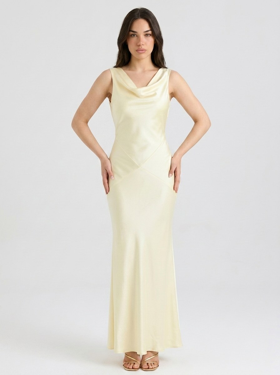 Women's Cowl Neck Sleeveless Maxi Dress