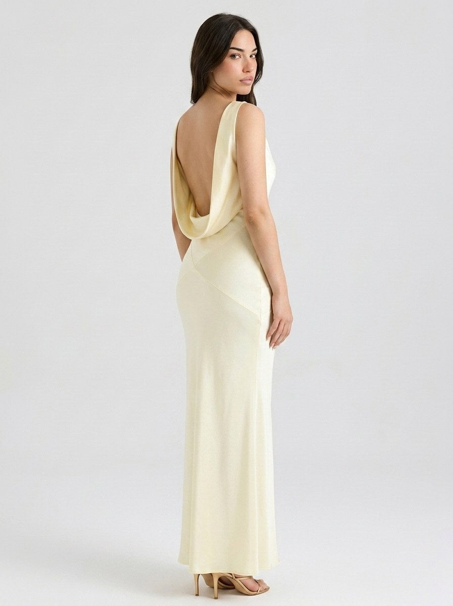 Women's Cowl Neck Sleeveless Maxi Dress