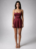 Women's Cowl Neck Spaghetti Strap Mini Dress