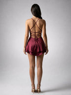 Women's Cowl Neck Spaghetti Strap Mini Dress
