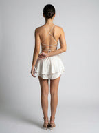 Women's Cowl Neck Spaghetti Strap Mini Dress