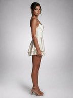 Women's Cowl Neck Spaghetti Strap Mini Dress