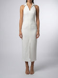 Women's Elegant Collared Halter Neck Wedding Guest Midi Dress
