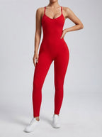 Women's Elegant Cross Back Sleeveless Jumpsuit with Scoop Neck