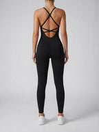 Women's Elegant Cross Back Sleeveless Jumpsuit with Scoop Neck