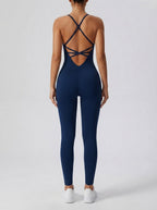 Women's Elegant Cross Back Sleeveless Jumpsuit with Scoop Neck