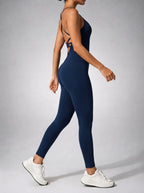 Women's Elegant Cross Back Sleeveless Jumpsuit with Scoop Neck