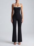 Women's Elegant Flared Jumpsuit with Halter Neck