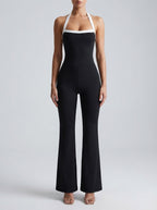 Women's Elegant Flared Jumpsuit with Halter Neck