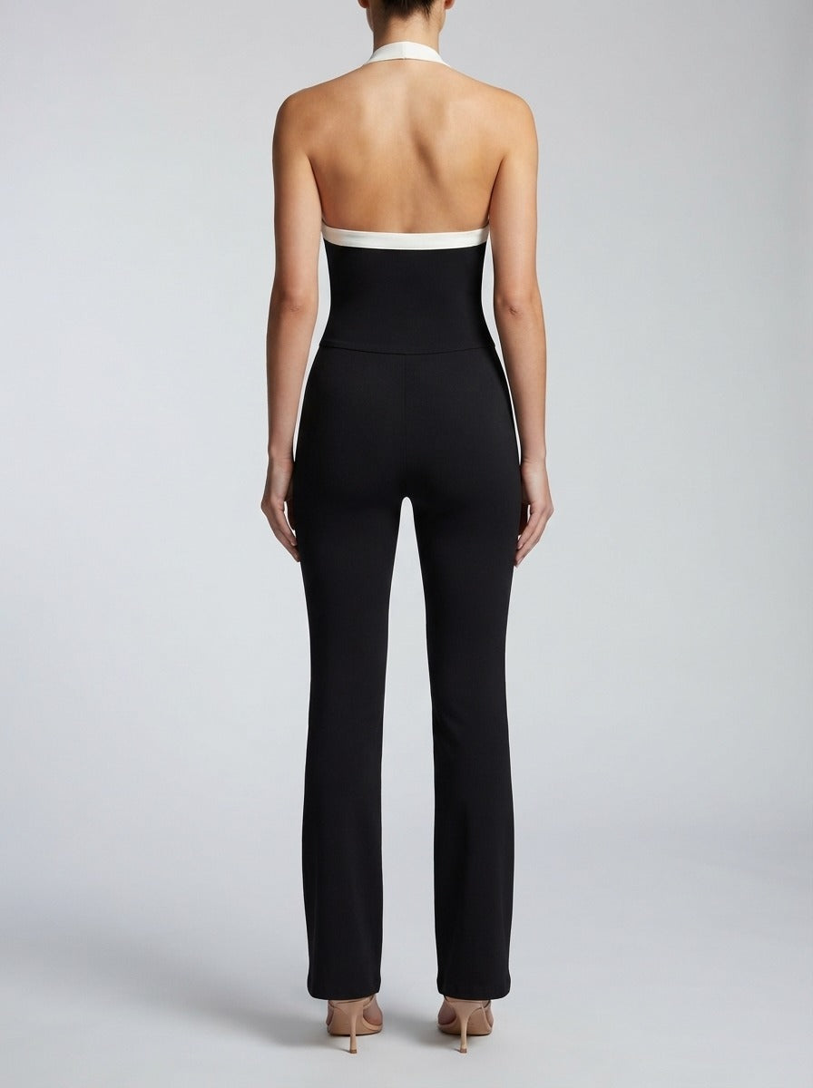 Women's Elegant Flared Jumpsuit with Halter Neck