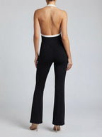Women's Elegant Flared Jumpsuit with Halter Neck