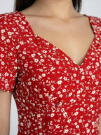 Women's Elegant Floral Short Sleeve Wedding Guest Maxi Dress with V-Neck