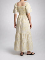 Women's Elegant Floral Tiered Occasion Maxi Dress with Sweetheart Neck
