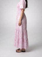 Women's Elegant Floral Tiered Occasion Maxi Dress with Sweetheart Neck