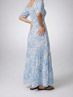 Women's Elegant Floral Tiered Occasion Maxi Dress with Sweetheart Neck