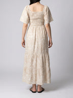 Women's Elegant Floral Tiered Occasion Maxi Dress with Sweetheart Neck