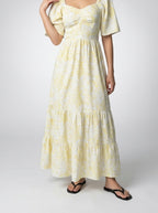Women's Elegant Floral Tiered Occasion Maxi Dress with Sweetheart Neck
